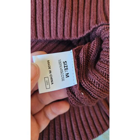 Ribbed Knit Bodycon Midi Dress Brown Scoop Neck Tank Size M - Picture 2 of 8